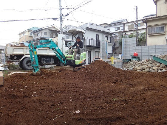 駐車場コンクリート、打設工事