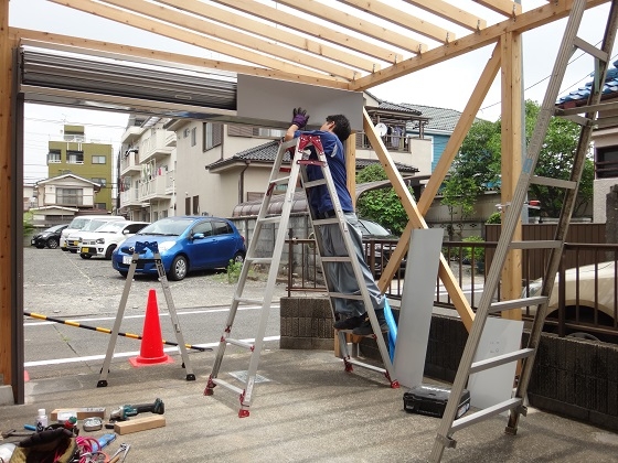 木製カーポート、造作工事