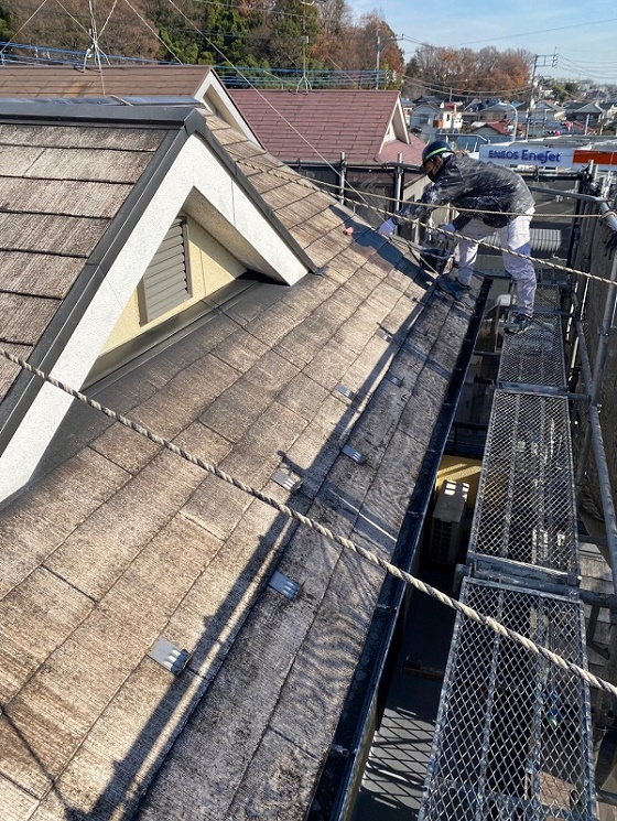 スレート屋根、塗装工事